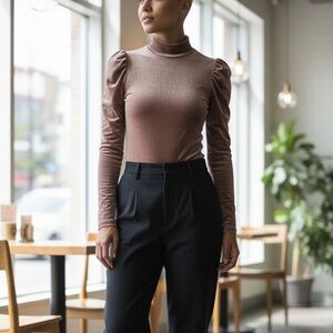 SHEIN Beige/Taupe Long-Sleeve Velvet Bodysuit